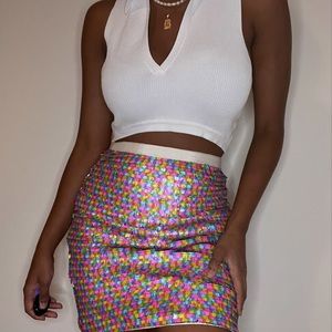 Multicolor Sequin Mini Skirt